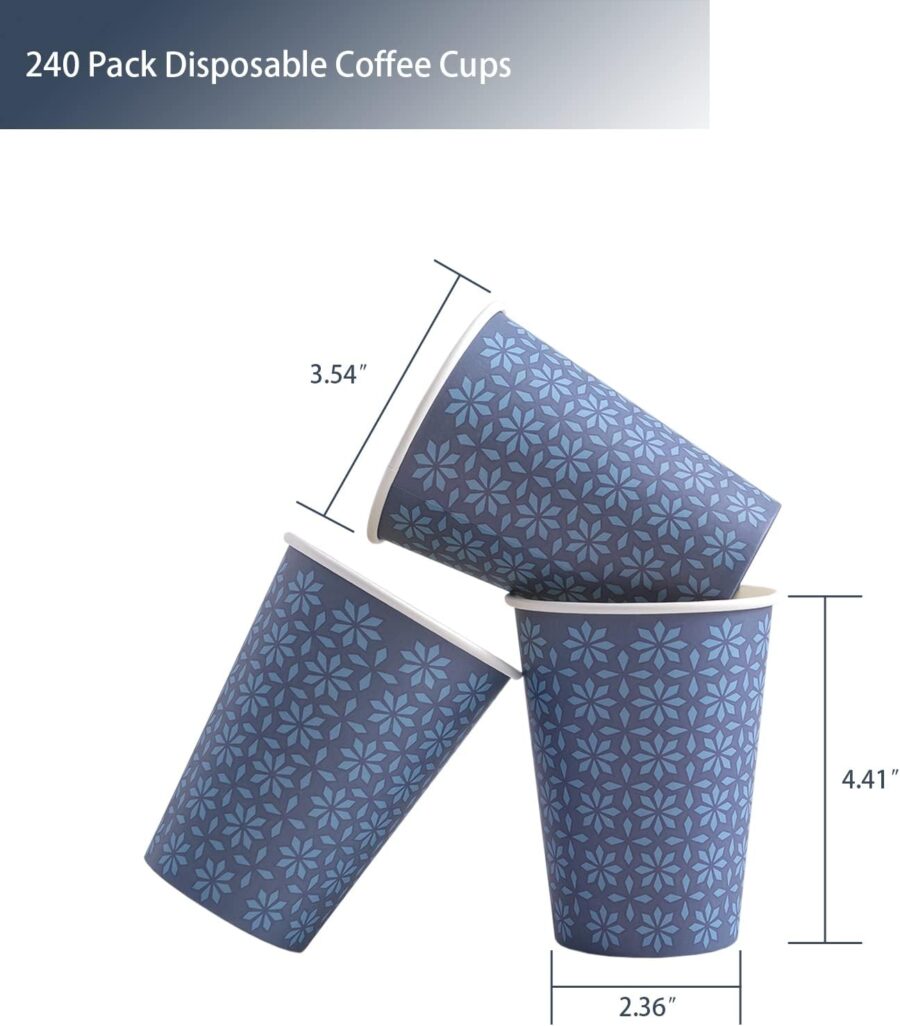 240 Pack 12 oz Disposable Paper Cups, Hot/Cold Beverage Paper Drinking Cups, Navy Floral Paper Coffee Cups 12 oz for Home-use, Office, Restaurant and Events - Image 2