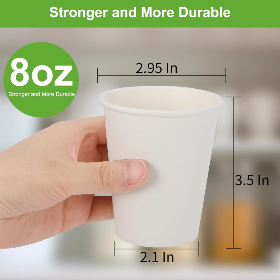 Coffee Cups, 120 Pack 8 Oz Paper Cups, Disposable Paper Coffee Cups 8 Oz, Hot White Water Cups, Disposable Cups for Juice Water Tea, Using for Party Home Office Travel - Image 2
