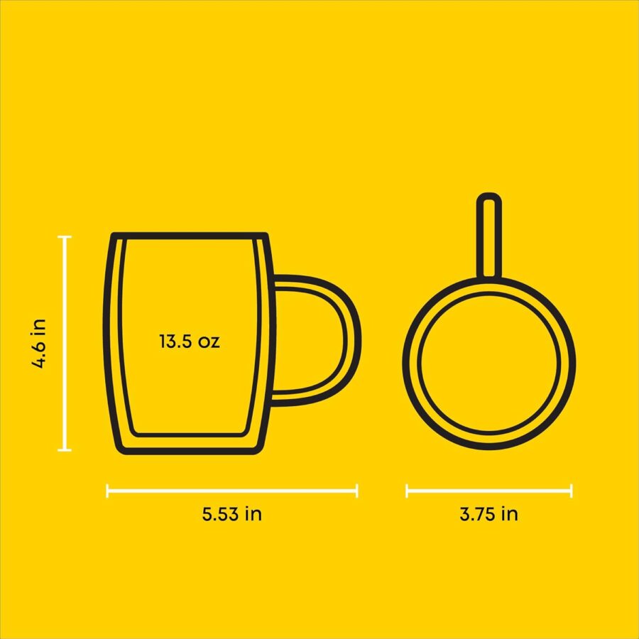 Double Wall Glasses 13.5-Ounce Insulated Mugs Double Walled Glass Cups For Coffee Tea Set of 2 - Image 2