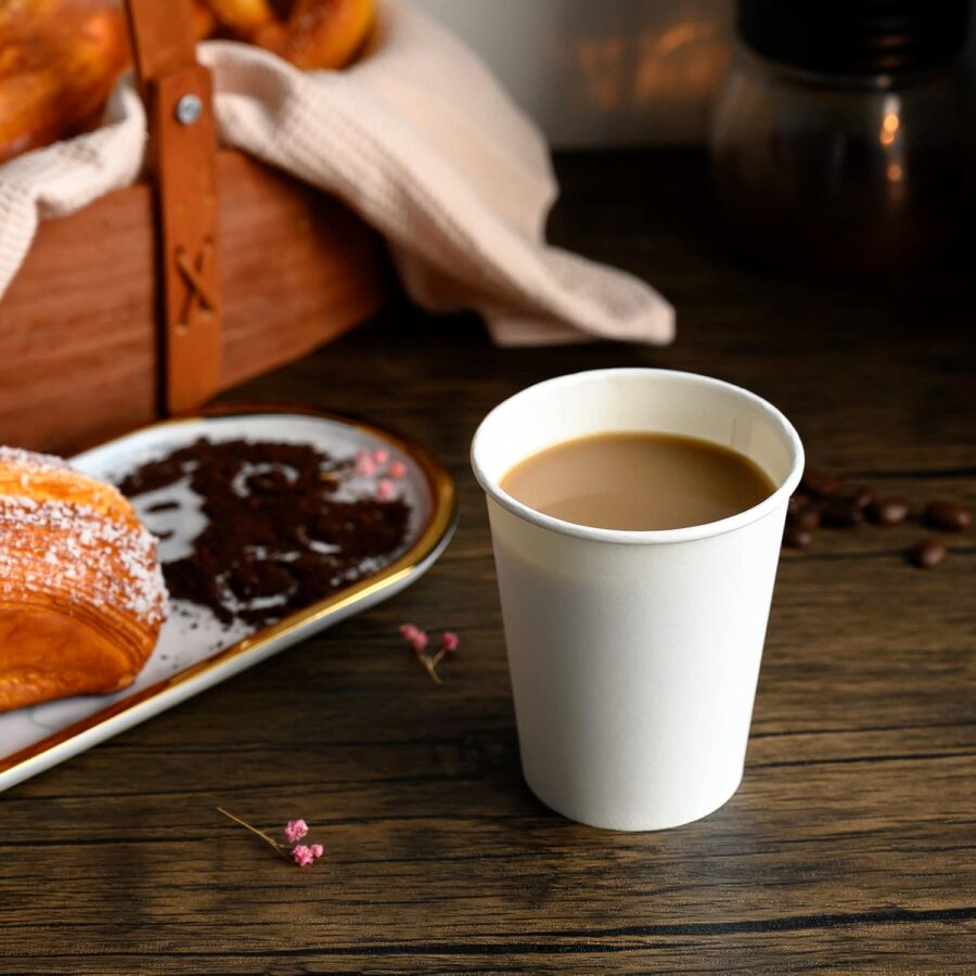 Disposable Paper Coffee Cups 12 oz [100 Pack],12 oz White Hot Coffee Paper Cups, Thickened Paper Style - Image 2
